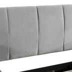 Letto a Piattaforma in Velluto Rosa / Beige / Grigio con Scrivania e Sgabello – Matrimoniale Francese / Matrimoniale, 2 Posti
