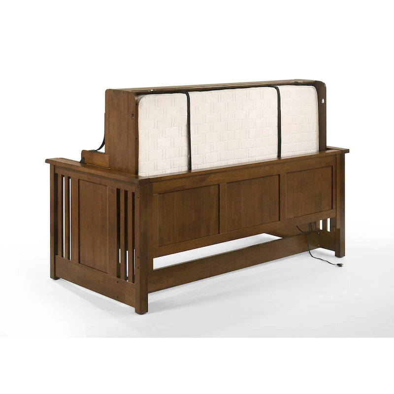 Letto da scrivania artigianale con porte USB e presa CA, noce nero