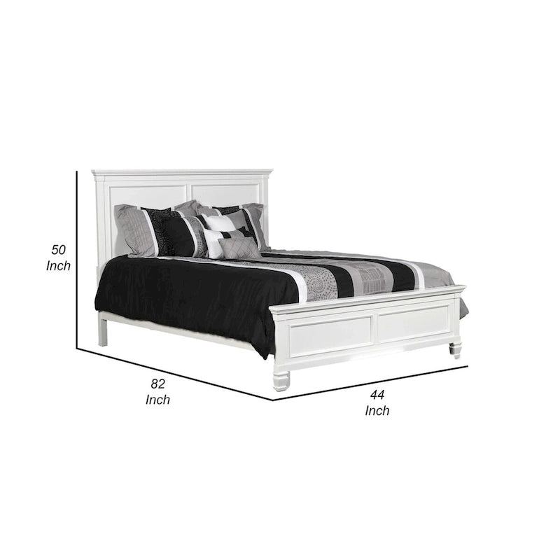 Letto singolo bianco a due pannelli con dettagli sagomati, struttura in legno, per 1 persona