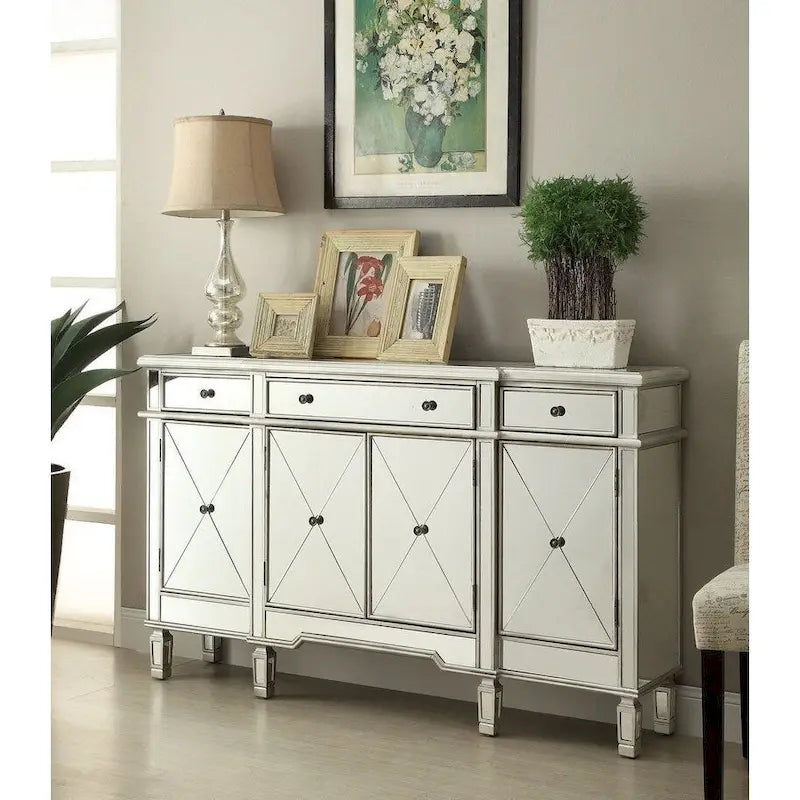 Mobile Consolle a Specchio Dorato, 152 cm, 1 Persona