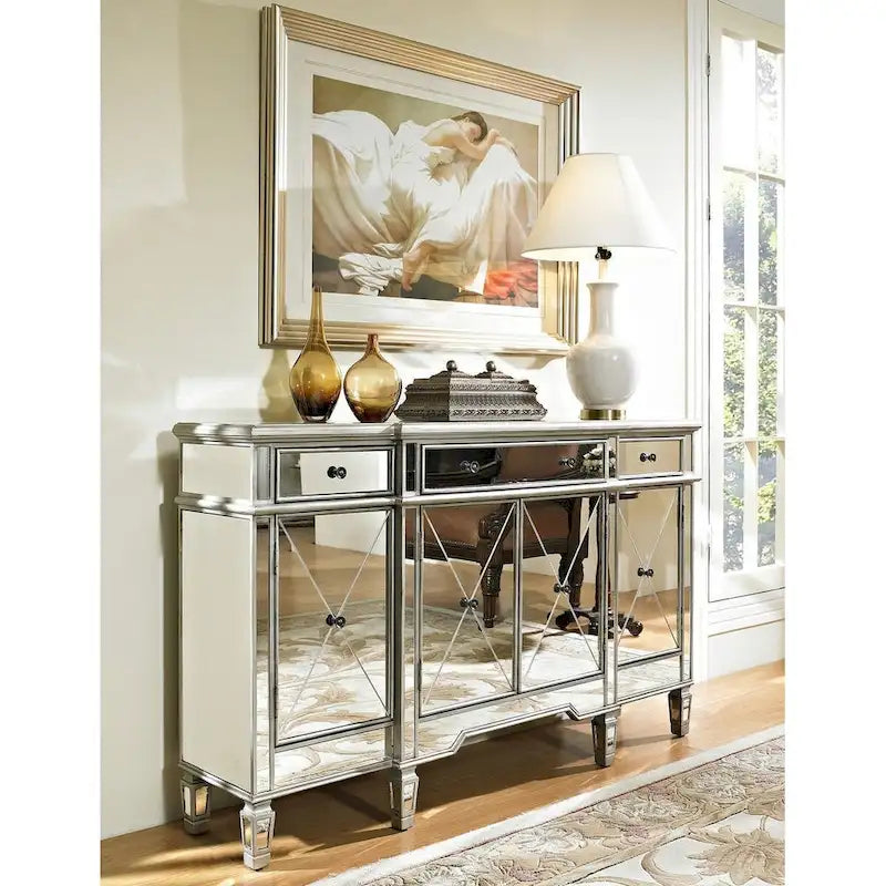 Mobile Consolle a Specchio Dorato, 152 cm, 1 Persona