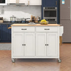 Carrello da Cucina/Isola Nero/Bianco/Verde – Piano in Legno Massiccio, 2 Cassetti, 1 Utente