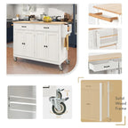 Carrello da Cucina/Isola Nero/Bianco/Verde – Piano in Legno Massiccio, 2 Cassetti, 1 Utente