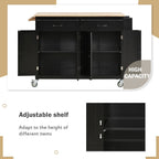 Carrello da Cucina/Isola Nero/Bianco/Verde – Piano in Legno Massiccio, 2 Cassetti, 1 Utente