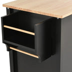 Carrello da Cucina/Isola Nero/Bianco/Verde – Piano in Legno Massiccio, 2 Cassetti, 1 Utente