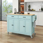 Carrello da Cucina/Isola Nero/Bianco/Verde – Piano in Legno Massiccio, 2 Cassetti, 1 Utente