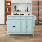 Carrello da Cucina/Isola Nero/Bianco/Verde – Piano in Legno Massiccio, 2 Cassetti, 1 Utente