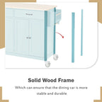 Carrello da Cucina/Isola Nero/Bianco/Verde – Piano in Legno Massiccio, 2 Cassetti, 1 Utente
