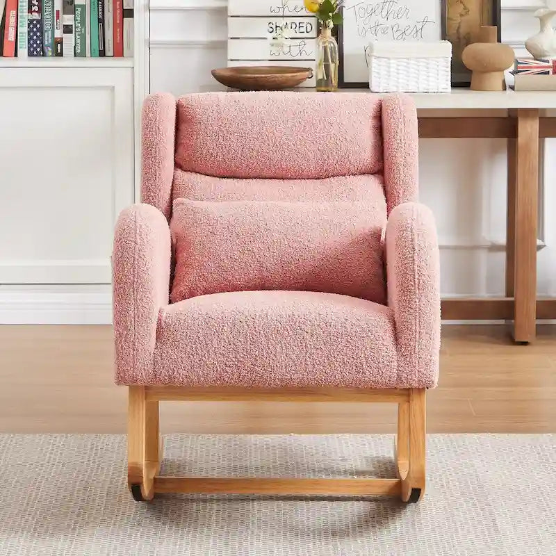 Poltrona a dondolo con schienale alto e tasche laterali, monoposto – Grigio / Nero / Rosa / Verde / Avorio