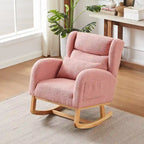 Poltrona a dondolo con schienale alto e tasche laterali, monoposto – Grigio / Nero / Rosa / Verde / Avorio