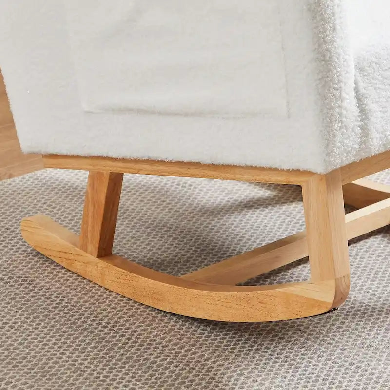 Poltrona a dondolo con schienale alto e tasche laterali, monoposto – Grigio / Nero / Rosa / Verde / Avorio