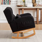 Poltrona a dondolo con schienale alto e tasche laterali, monoposto – Grigio / Nero / Rosa / Verde / Avorio