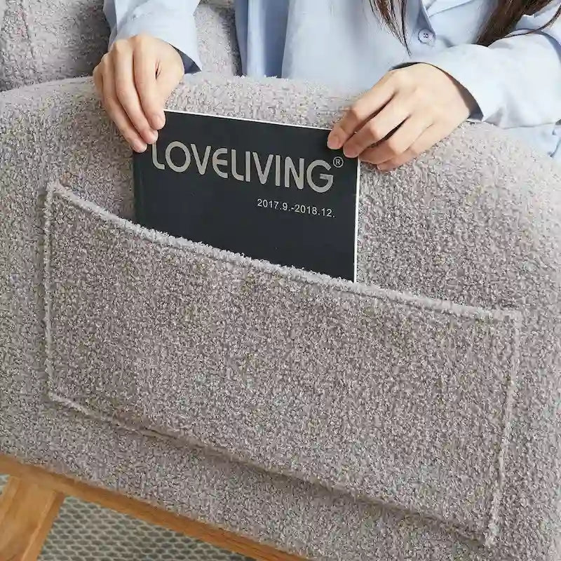 Poltrona a dondolo con schienale alto e tasche laterali, monoposto – Grigio / Nero / Rosa / Verde / Avorio