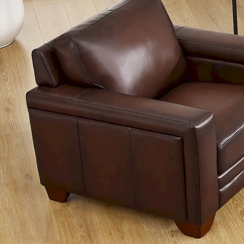 Sessel aus vollnarbigem Leder mit Federn, Memory-Schaum und Federkern