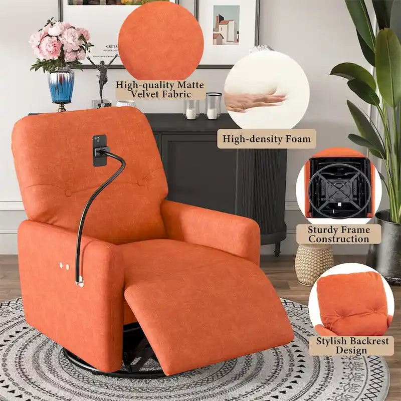 Elektrische relaxfauteuil met 270 graden draaifunctie en telefoonhouder