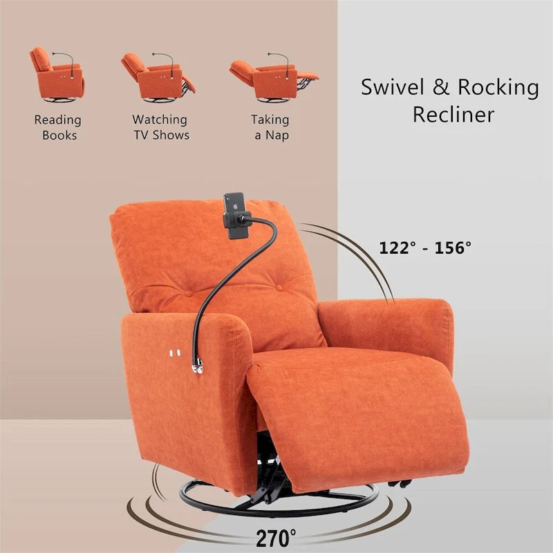 Elektrische relaxfauteuil met 270 graden draaifunctie en telefoonhouder