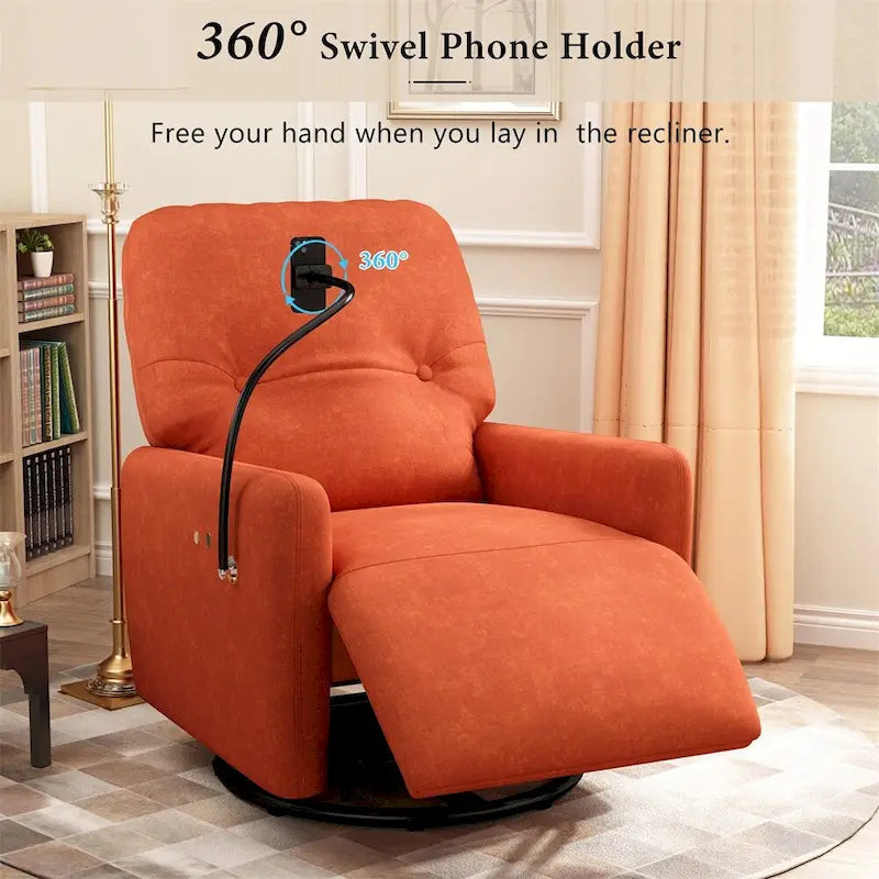 Elektrische relaxfauteuil met 270 graden draaifunctie en telefoonhouder
