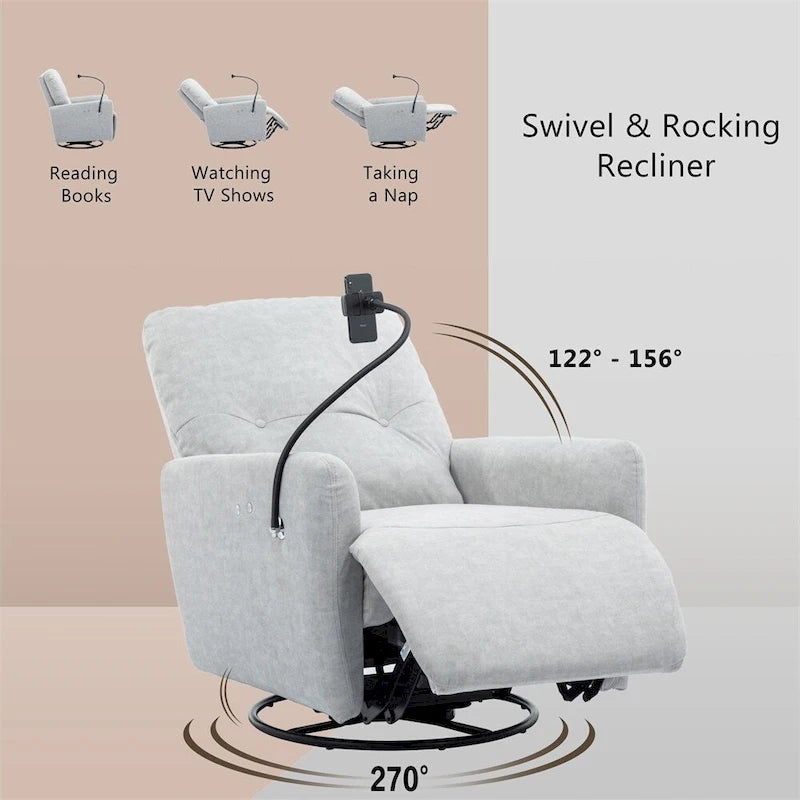 Elektrische relaxfauteuil met 270 graden draaifunctie en telefoonhouder