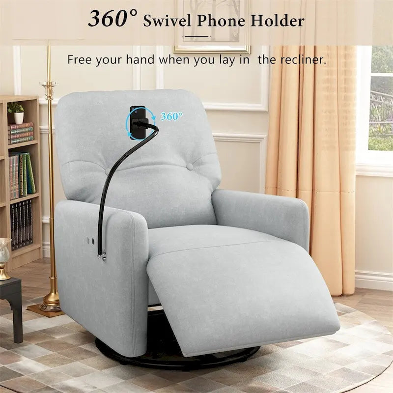 Elektrische relaxfauteuil met 270 graden draaifunctie en telefoonhouder