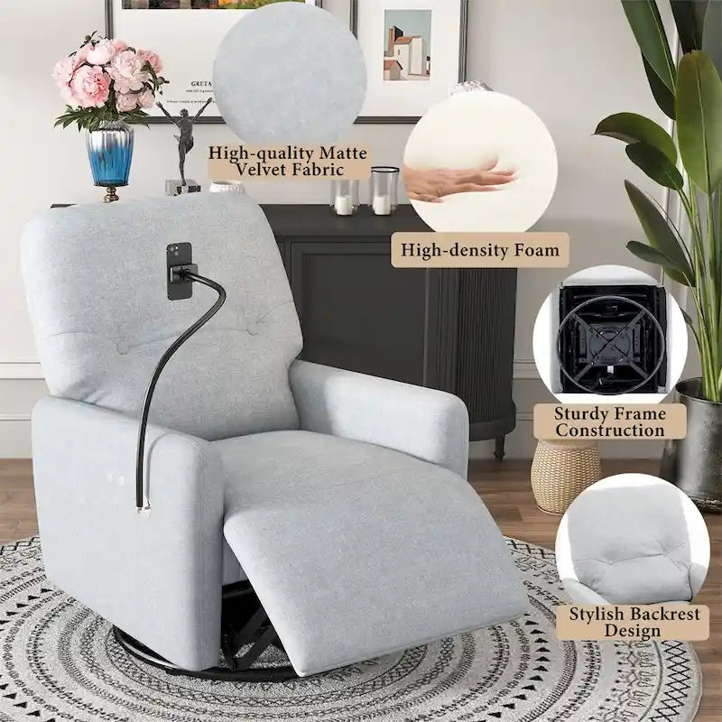 Elektrische relaxfauteuil met 270 graden draaifunctie en telefoonhouder