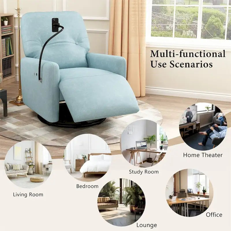 Elektrische relaxfauteuil met 270 graden draaifunctie en telefoonhouder
