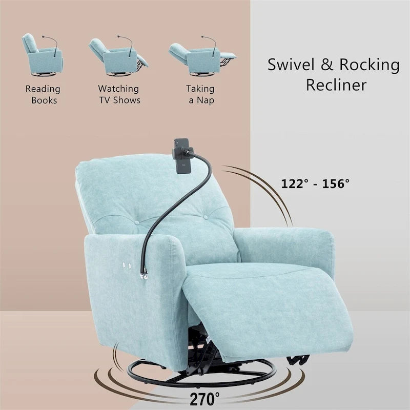 Elektrische relaxfauteuil met 270 graden draaifunctie en telefoonhouder
