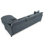 Divano sezionale in tessuto beige/grigio scuro con pouf, 3 posti