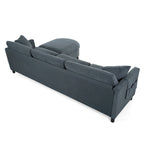 Divano sezionale in tessuto beige/grigio scuro con pouf, 3 posti