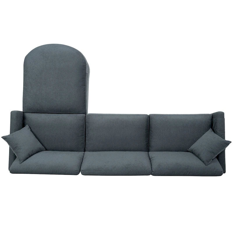 Divano sezionale in tessuto beige/grigio scuro con pouf, 3 posti
