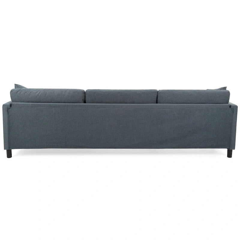 Divano sezionale in tessuto beige/grigio scuro con pouf, 3 posti