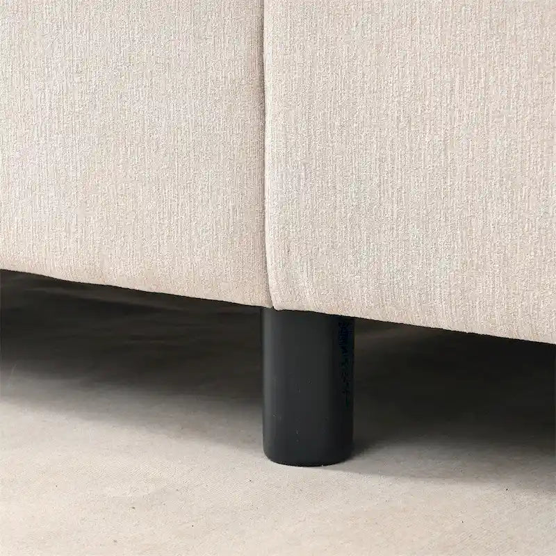 Divano sezionale in tessuto beige/grigio scuro con pouf, 3 posti
