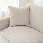 Divano sezionale in tessuto beige/grigio scuro con pouf, 3 posti