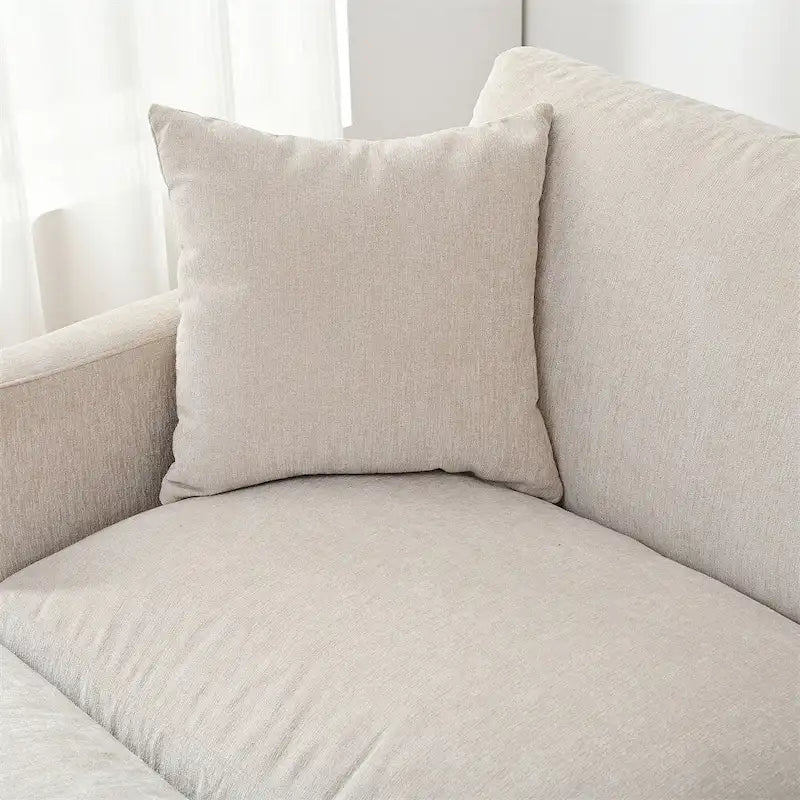 Divano sezionale in tessuto beige/grigio scuro con pouf, 3 posti