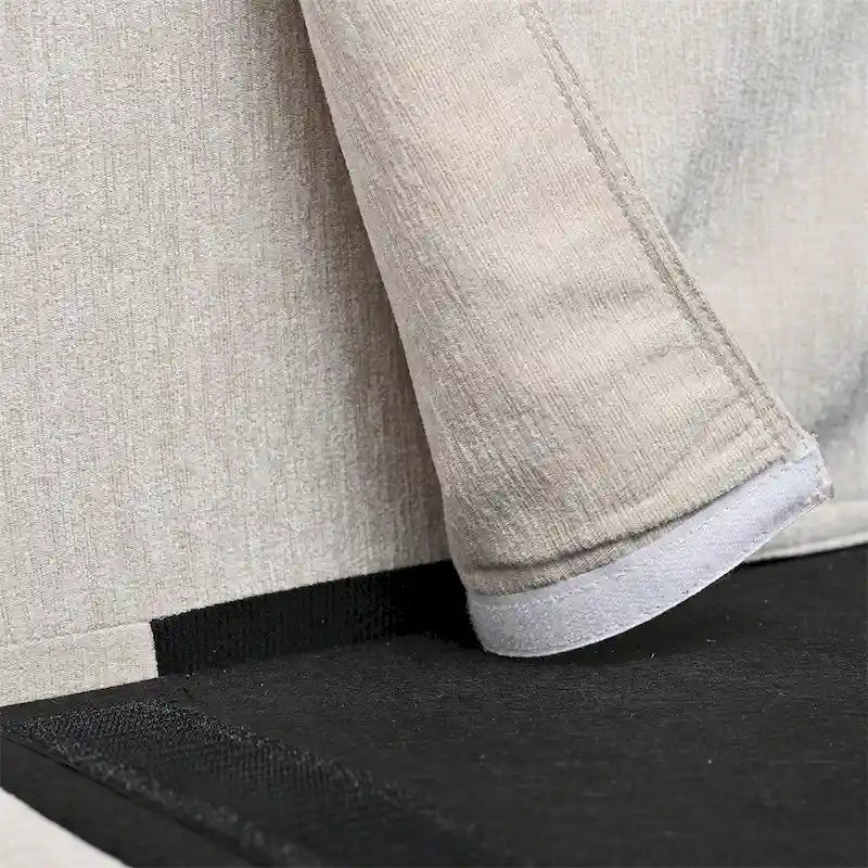 Divano sezionale in tessuto beige/grigio scuro con pouf, 3 posti