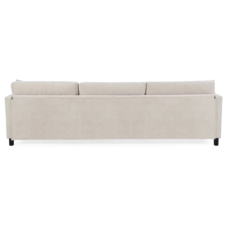 Divano sezionale in tessuto beige/grigio scuro con pouf, 3 posti