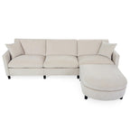 Divano sezionale in tessuto beige/grigio scuro con pouf, 3 posti