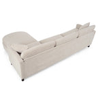 Divano sezionale in tessuto beige/grigio scuro con pouf, 3 posti