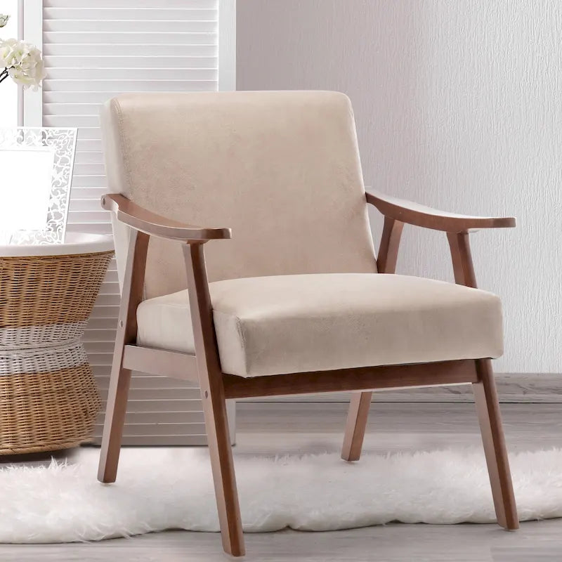 Poltrona d'accento in velluto grigio / marrone / cammello chiaro, stile metà secolo, monoposto