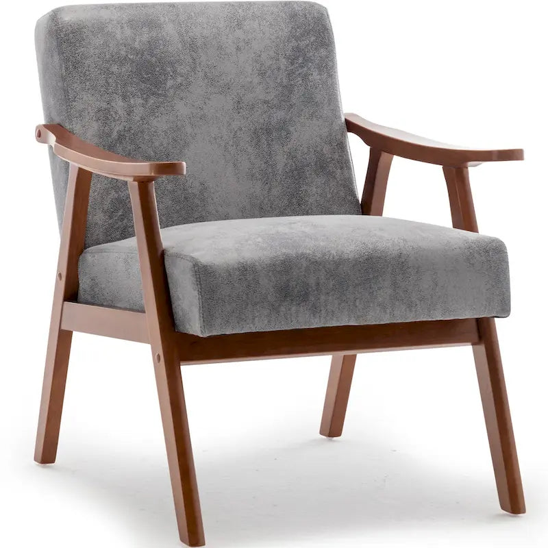 Poltrona d'accento in velluto grigio / marrone / cammello chiaro, stile metà secolo, monoposto