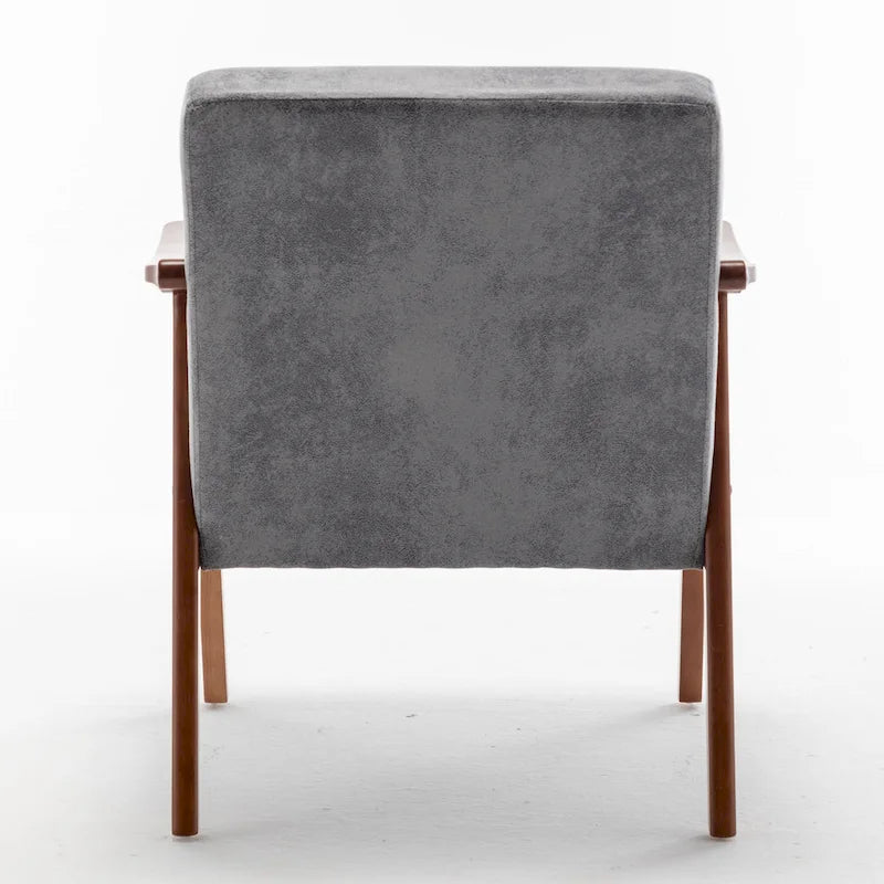 Poltrona d'accento in velluto grigio / marrone / cammello chiaro, stile metà secolo, monoposto