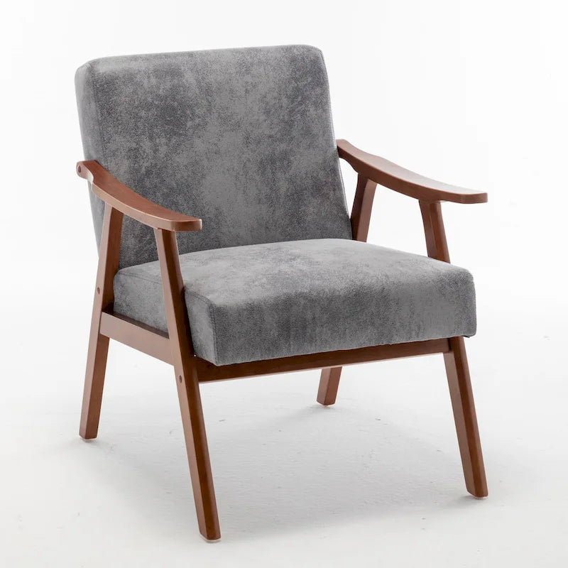 Poltrona d'accento in velluto grigio / marrone / cammello chiaro, stile metà secolo, monoposto