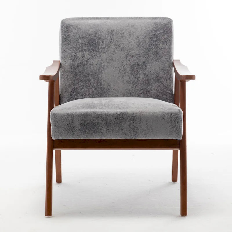 Poltrona d'accento in velluto grigio / marrone / cammello chiaro, stile metà secolo, monoposto