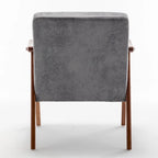 Poltrona d'accento in velluto grigio / marrone / cammello chiaro, stile metà secolo, monoposto