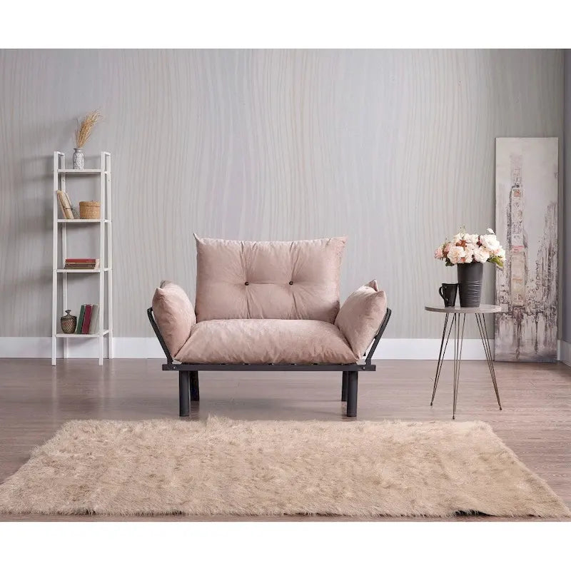 Divanetto Futon a 2 Posti, Telaio Pieghevole in Metallo – Blu / Marrone / Grigio / Rosso / Nero / Senape / Beige