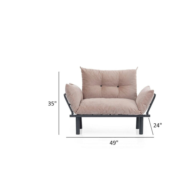 Divanetto Futon a 2 Posti, Telaio Pieghevole in Metallo – Blu / Marrone / Grigio / Rosso / Nero / Senape / Beige