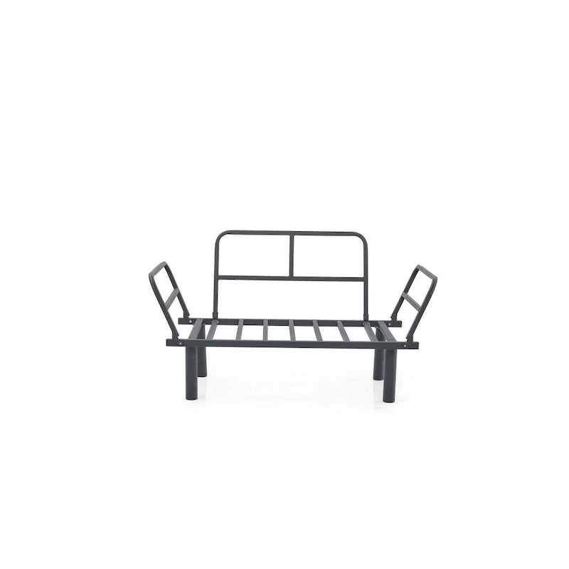 Divanetto Futon a 2 Posti, Telaio Pieghevole in Metallo – Blu / Marrone / Grigio / Rosso / Nero / Senape / Beige