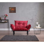Divanetto Futon a 2 Posti, Telaio Pieghevole in Metallo – Blu / Marrone / Grigio / Rosso / Nero / Senape / Beige