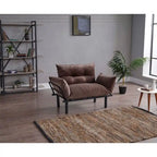 Divanetto Futon a 2 Posti, Telaio Pieghevole in Metallo – Blu / Marrone / Grigio / Rosso / Nero / Senape / Beige