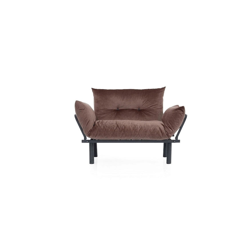 Divanetto Futon a 2 Posti, Telaio Pieghevole in Metallo – Blu / Marrone / Grigio / Rosso / Nero / Senape / Beige