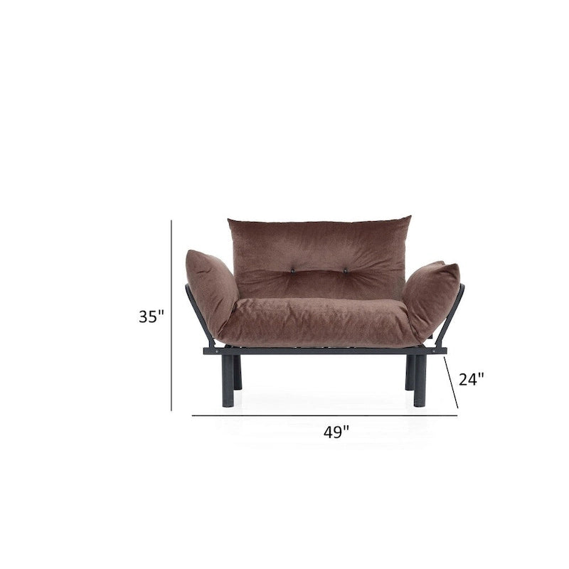 Divanetto Futon a 2 Posti, Telaio Pieghevole in Metallo – Blu / Marrone / Grigio / Rosso / Nero / Senape / Beige